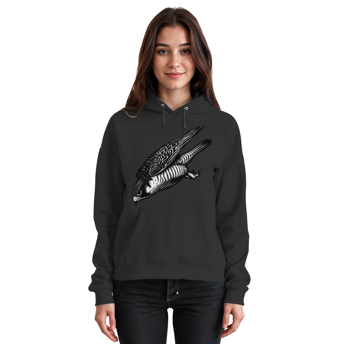 Front view of Arvenzo Swift Dive hoodie in deep black, unisex design with a simple, clean style and comfortable fit.