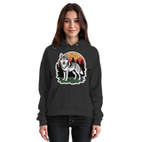 Front view of Arvenzo Lone Dusk unisex black hoodie with a simple design and front pocket, casual and comfortable fit.