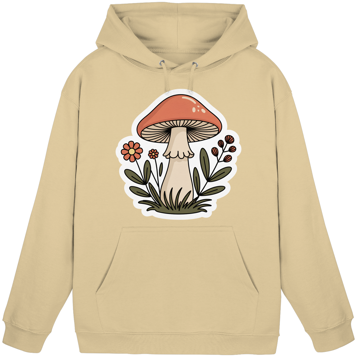 Unisex Still Roots hoodie by Arvenzo in desert sand, front view showing a simple, comfortable hoodie design.