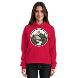 Fire red open ground hoodie by Arvenzo, front view of a basic unisex hoodie with a hood and long sleeves.