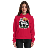 Front view of Arvenzo Lone Dusk unisex hoodie in fire red, featuring a simple design and comfortable fit.