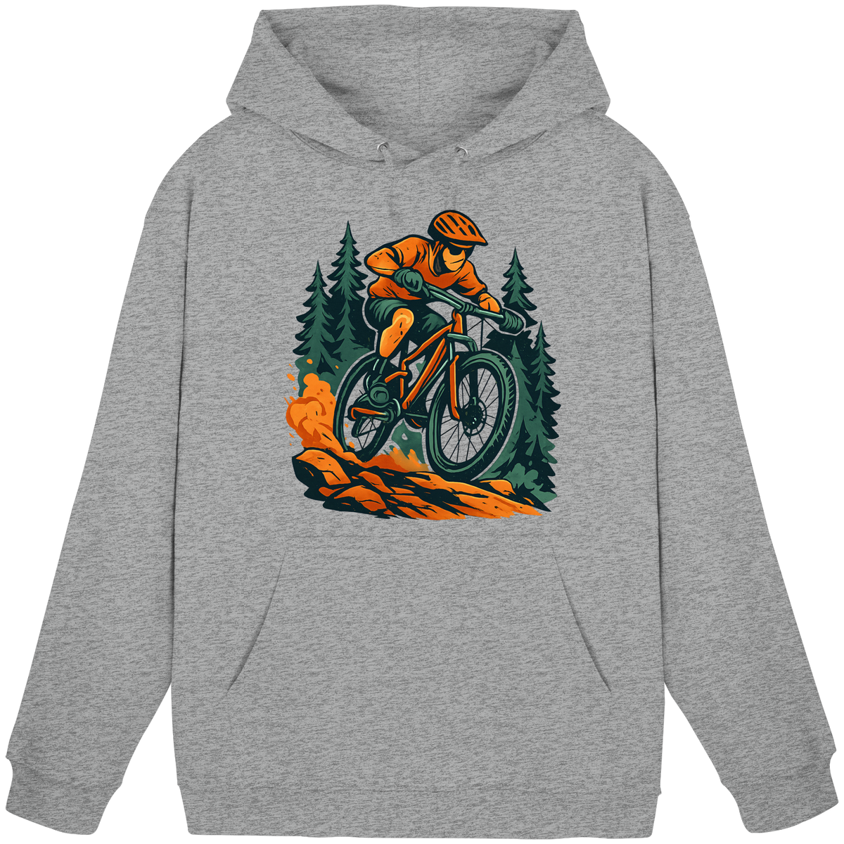 Front view of Arvenzo Dirt Rush hoodie in heather grey, unisex design with a simple, casual fit and clean style.