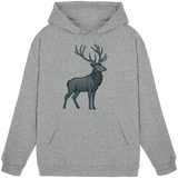 Front view of Arvenzo Mist Crown unisex hoodie in heather grey, featuring a simple, stylish design with a hood and front pocket.