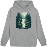 Unisex Heather Grey Fall Creek Hoodie by Arvenzo, front view showcasing a casual, comfortable hoodie with a drawstring hood.