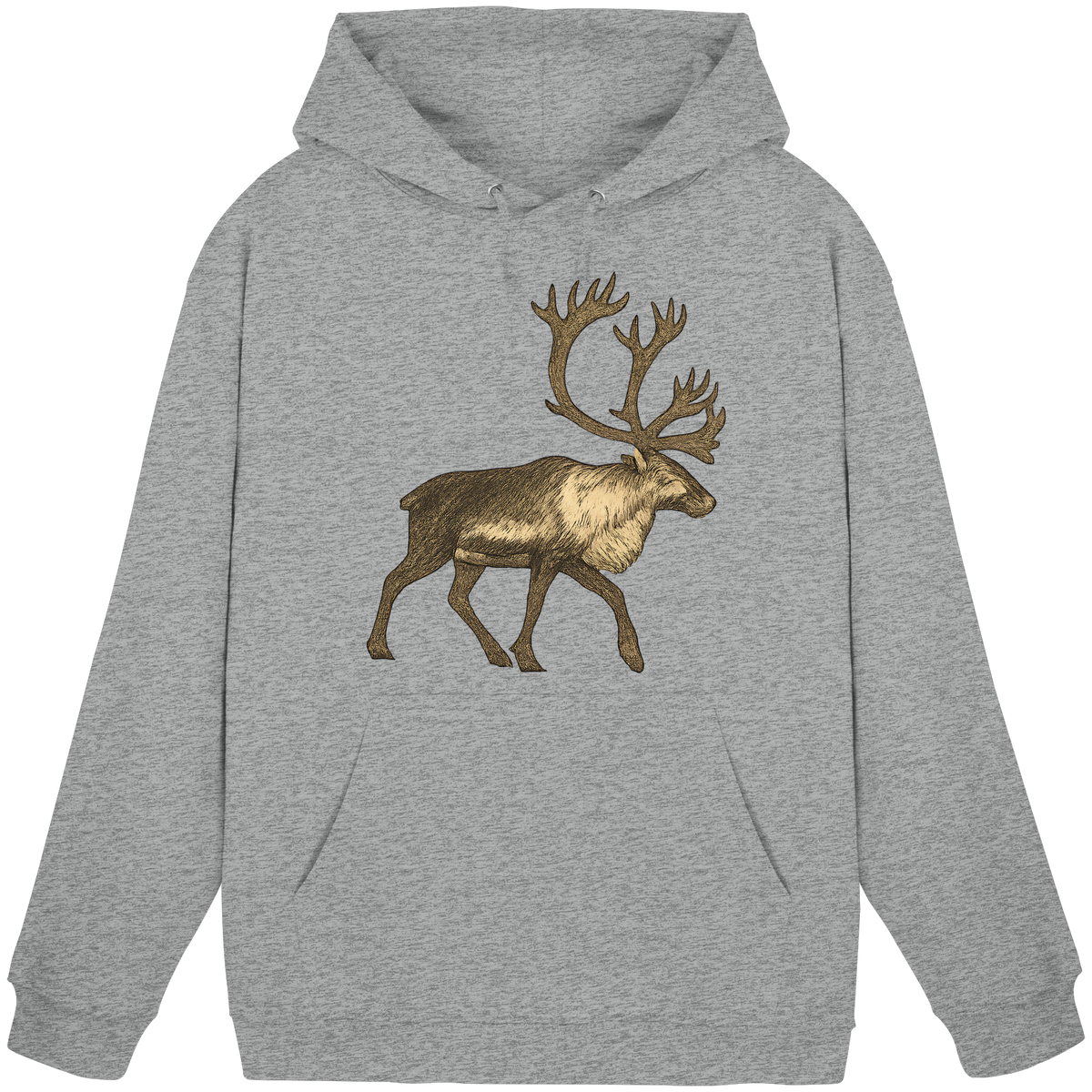 Unisex Heather Grey Arvenzo Tundra Walk Hoodie, front view showcasing a casual, comfortable hoodie with a simple design.
