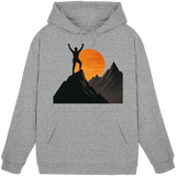 Unisex Heather Grey Arvenzo Bold Ascent Hoodie front view, casual hoodie with a comfortable fit and minimalist design.
