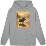 Arvenzo Calm Shore hoodie in heather grey, unisex front view showcasing casual hoodie design with a drawstring hood.