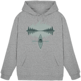 Unisex Heather Grey Mirror Lake Hoodie by Arvenzo, front view showing soft fabric and simple design.