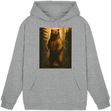Front view of Arvenzo Deep Timber unisex hoodie in heather grey with a simple design and a hood.