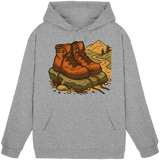 Heather grey Arvenzo Trail Rest hoodie front view, unisex design with a cozy fit and minimalist style.