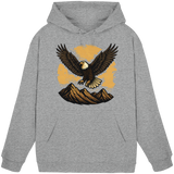 Unisex Heather Grey Iron Wing Hoodie by Arvenzo, front view showing minimalist design and comfortable fit.