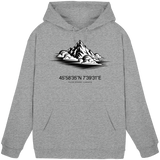 Unisex heather grey Summit Point hoodie by Arvenzo, front view showing a casual, comfortable hoodie with a simple design.