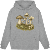 Front view of Arvenzo Forest Floor Hoodie, a unisex heather grey hoodie with a simple forest-themed design.