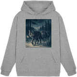 Front view of Arvenzo Pack North Hoodie, a unisex heather grey hoodie with a simple design and comfortable fit.