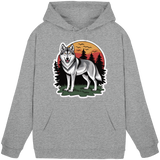 Unisex Heather Grey Arvenzo Lone Dusk hoodie, front view showing the basic design and soft fabric.