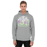 Arvenzo Alpine Bloom hoodie in heather grey, unisex front view showcasing a casual, comfortable hoodie design.