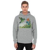 Unisex Heather Grey Bloom Wing Hoodie by Arvenzo showing a front view with a simple, stylish design and soft fabric texture.