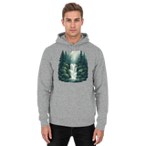 Unisex Heather Grey Fall Creek Hoodie by Arvenzo, front view showcasing the casual hooded sweatshirt with a relaxed fit.