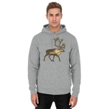 Front view of Arvenzo Tundra Walk hoodie in heather grey, unisex casual hoodie with a simple design and front pocket.