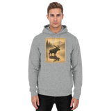 Front view of Arvenzo Calm Shore unisex hoodie in heather grey with a simple, cozy design and a front pocket.