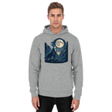 Front view of a unisex Heather Grey Silver Howl Hoodie by Arvenzo, featuring a casual hoodie design with a silver Howl logo.