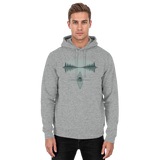 Unisex Heather Grey Mirror Lake Hoodie by Arvenzo, front view showing soft fabric and classic hoodie design.