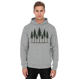 Unisex Heather Grey Pine Dusk Hoodie by Arvenzo, front view showing soft fabric and casual hoodie style.