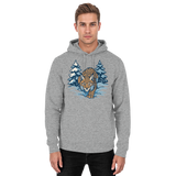 Unisex Heather Grey Snow Lynx Hoodie by Arvenzo, front view showing cozy hood and casual fit.