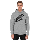 Unisex Heather Grey Swift Dive Hoodie by Arvenzo, front view showing a basic hooded sweatshirt with a casual fit.
