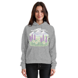 Heather grey Arvenzo Alpine Bloom hoodie, front view, unisex design with a cozy fit and soft fabric for casual wear.