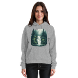 Heather grey Fall Creek Hoodie by Arvenzo, front view showing classic unisex hoodie with a drawstring hood and soft fabric.