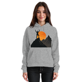 Front view of a unisex Heather Grey Arvenzo Bold Ascent hoodie, showcasing a casual fit with a soft fabric texture.