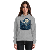 Front view of a heather grey Arvenzo Silver Howl unisex hoodie with a simple design and drawstring hood.