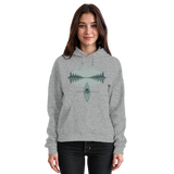 Unisex Heather Grey Mirror Lake Hoodie by Arvenzo, front view showing simple design and comfortable fit.