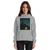 Arvenzo North Light unisex hoodie in heather grey, front view showing a casual fit and soft fabric.