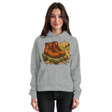 Heather grey unisex Trail Rest Hoodie by Arvenzo, front view showing soft fabric and casual fit.