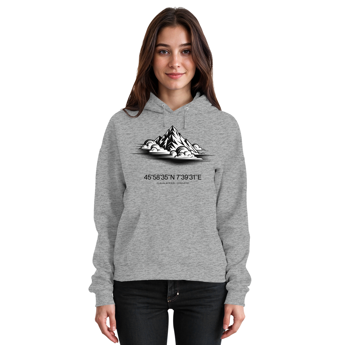 Unisex Heather Grey Summit Point Hoodie by Arvenzo featuring a front view with a simple, casual design and a hood.