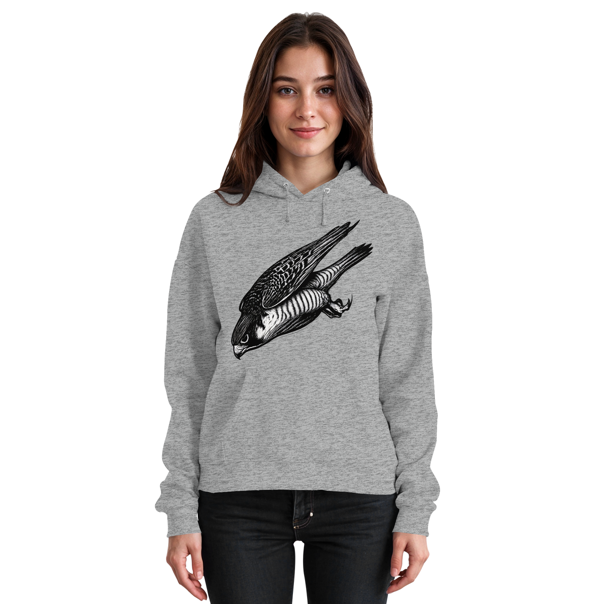 Unisex Heather Grey Swift Dive Hoodie by Arvenzo, front view showing a casual, comfortable hoodie with a simple design.