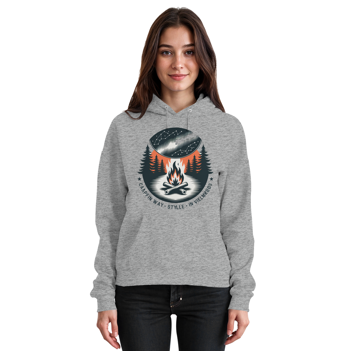 Heather grey Arvenzo Star Map Hoodie, front view showing star constellation design on unisex hoodie.