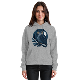 Front view of Arvenzo Night Watch hoodie in heather grey, unisex design with a classic hood and front pocket.