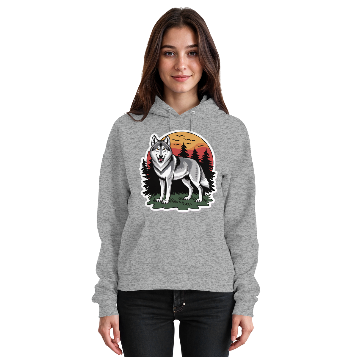 Unisex Heather Grey Arvenzo Lone Dusk hoodie with front design, casual fit, and soft fabric for everyday wear.