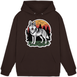 Front view of Arvenzo Lone Dusk hoodie in hot chocolate, a unisex hoodie with a basic design and soft fabric.
