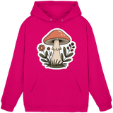 Front view of Arvenzo Still Roots unisex hot pink hoodie with a simple design and a front pocket.