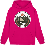 Unisex hot pink Arvenzo Open Ground hoodie with front design, casual style, soft fabric, and a comfortable fit.