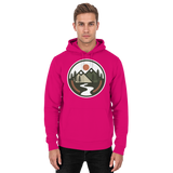 Front view of Arvenzo Open Ground unisex hoodie in vibrant hot pink, showcasing a casual and stylish hoodie design.