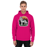 Front view of Arvenzo Lone Dusk unisex hoodie in vibrant hot pink, featuring a simple design and comfortable fit.