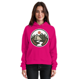 Front view of Arvenzo Open Ground hoodie in hot pink, unisex casual hoodie with a simple design.
