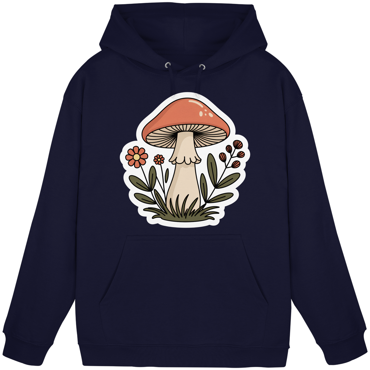 Navy blue Still Roots hoodie by Arvenzo, unisex front view with a simple design and soft fabric, casual and comfortable fit.