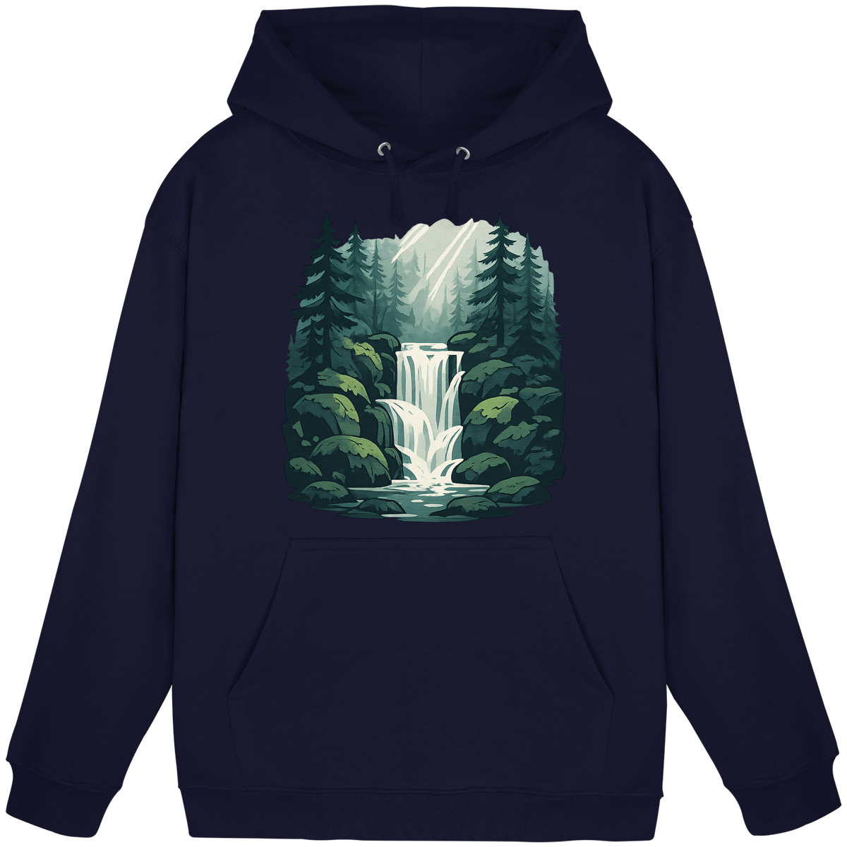 Front view of Arvenzo Fall Creek Hoodie in navy, a unisex hoodie with a simple design and comfortable fit.