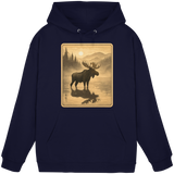 Front view of Arvenzo Calm Shore unisex navy hoodie with a simple, classic design and a comfortable fit.